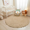 Axyaa Round Rabbit Plush Faux Fur Circle Rug for Bedroom and Living Room