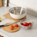 Axyaa Stainless Steel Strainer Colander Set with Bamboo Cover - Mixing Bowl with Scale