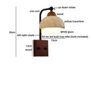 Axyaa LED Wall Lights Yellow Travertine White Glass Wood Wabi Sabi Bedside Lamp