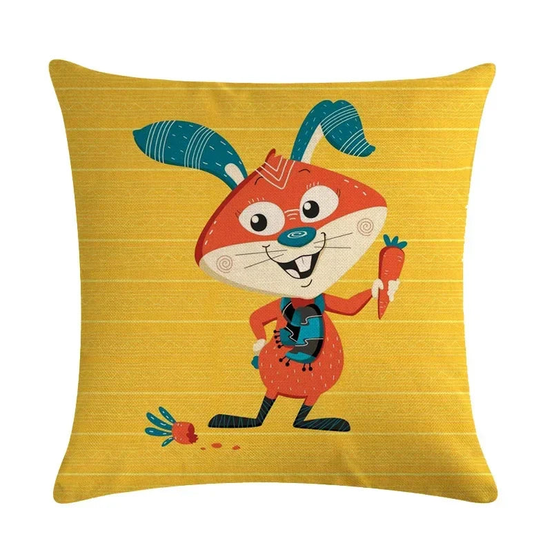 Axyaa Cartoon Animal Linen Throw Pillow Cover Home Sofa Bed Decoration 45*45cm