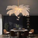 Axyaa Ostrich Feather LED Pendant Chandelier for Bedroom & Living Room