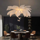 Axyaa Ostrich Feather LED Pendant Chandelier for Living Room and Bedroom
