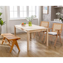 Axyaa Farmhouse Rattan Bench With Footrest - Wood Cane Seat