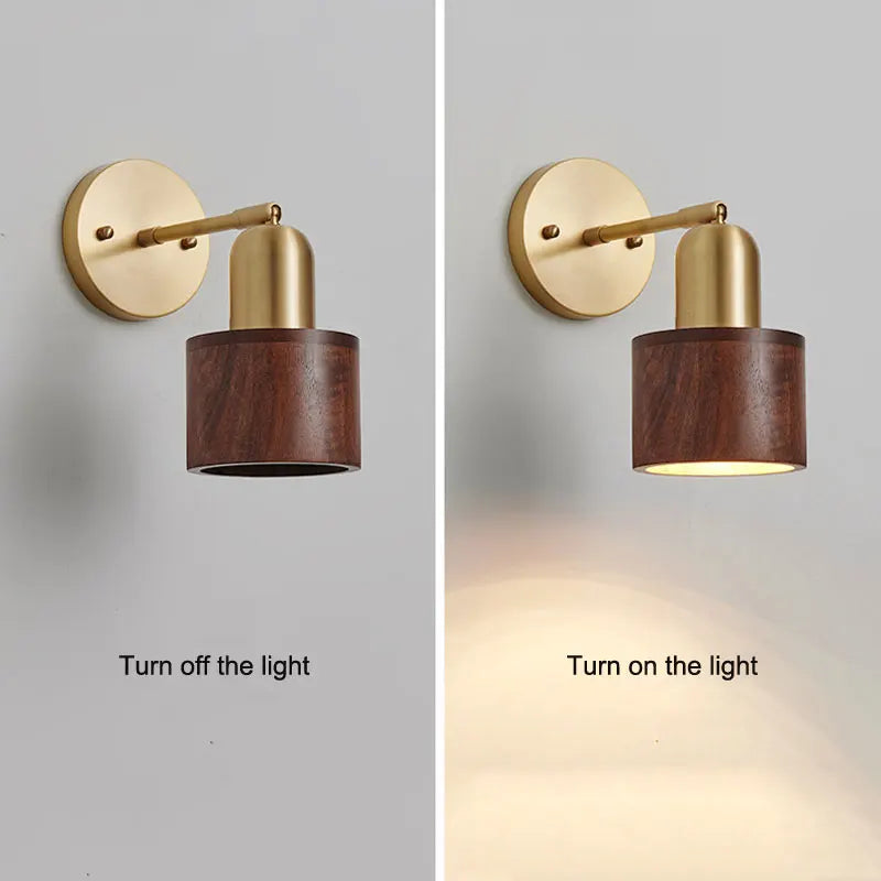Axyaa Walnut Wood Nordic Wall Lamp for Modern Bedroom & Living Room
