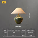 Axyaa Japanese Retro Ceramic Floor Lamp with LED Light and Fabric Lampshade