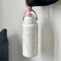 Axyaa Pink Ribbon Bow Insulated Water Bottle with Straw Lid & Handle