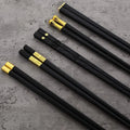 Axyaa Black Alloy Chopsticks Set for Food, Sushi, Noodles - Japanese & Korean Style