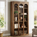 Axyaa 5-Tier Arched Display Bookcase, 70.87" Tall Vintage Bookshelf with Open Shelves