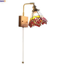 Axyaa Colorful Glass Gold Copper LED Wall Lamps with Switch - Bedroom, Bathroom, Stair Lighting