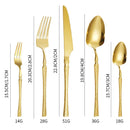 Axyaa 30-Piece Stainless Steel Tableware Set with Golden Waist Design