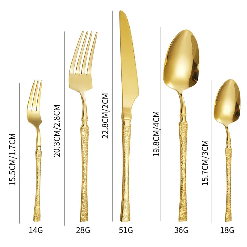 Axyaa 30-Piece Stainless Steel Tableware Set with Golden Waist Design