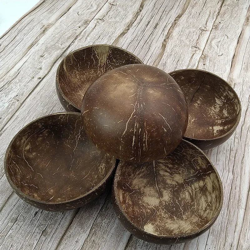 Axya Coconut Bowls Set: Handcrafted Tableware for Fruit, Desserts, Soup, and More
