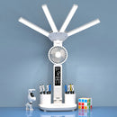 Axyaa Rechargeable Table Lamp with Fan, LED Clock Display, Study and Reading Light
