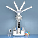 Axyaa LED Desk Lamp with Fan, Clock Display, Rechargeable Study Table Light