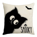 Axyaa Halloween Linen Pillowcase Set, Ghost & Witch Print Throw Pillow Cover