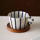 Stripe Latte Art Coffee Mug Set by Axyaa - Exquisite Ceramic Cup for Home and Gifts