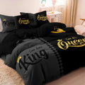 Axyaa Crown Print Duvet Cover Set - Queen or King Size - Breathable & Machine Washable