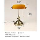 Axyaa Yellow Glass Desk Lamp - Retro Design LED Table Light for Home Office Bedroom