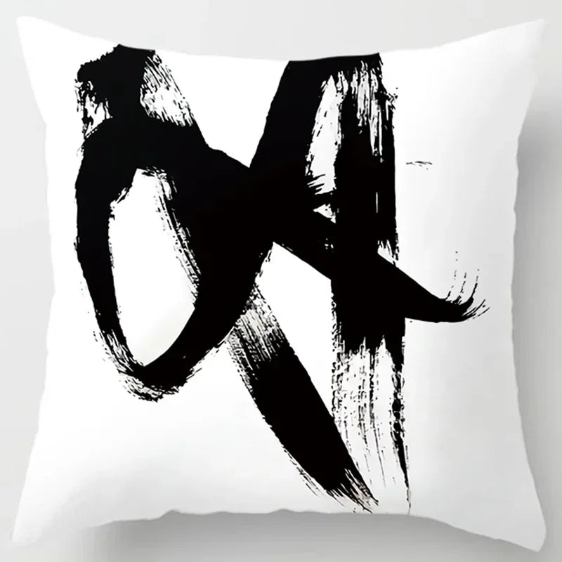 Axyaa Boho Style Ink Painting Pillow Sleeve for Home Decoration