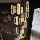 Axyaa Crystal Stair Chandelier Lighting, Ceiling & Hanging LED Chandeliers for Living Room