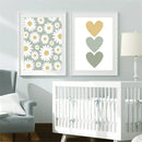 Axyaa Rainbow Heart Daisy Wall Art Canvas Print for Kids Girls Room
