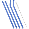 Axyaa Glass Straw Set - 4pcs Milk Tea Juice Cocktail & Brush, Bar Accessories