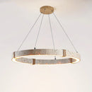 Axyaa Travertine Pendant Chandelier: Natural Stone Ceiling Light for Dining Room