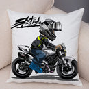 Axyaa Extreme Sports Motorcycle Pattern Cushion - Cartoon Design for Home & Car