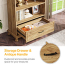 Axyaa 6-Shelf Bookcase with Drawer: 71 Inch Tall, Solid Wood Legs, 6-Tier Open Display