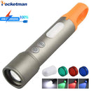 Axya Tactical Flashlight Rechargeable Zoom Torch Red Green UV Light Multifunctional