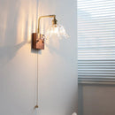 Axyaa Clear Glass LED Wall Light Fixture Walnut Bedside Lamp
