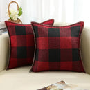 Axyaa Plush Check Pillow Covers Set Cream White for Bed & Sofa