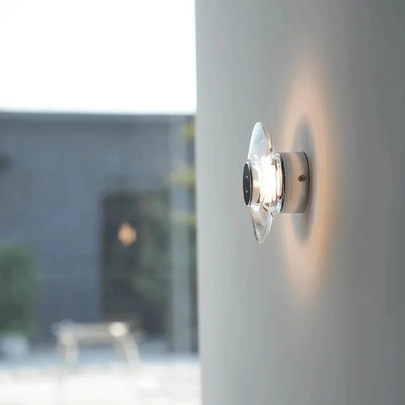 Axyaa Round Crystal LED Wall Sconce for Bedroom and Living Room