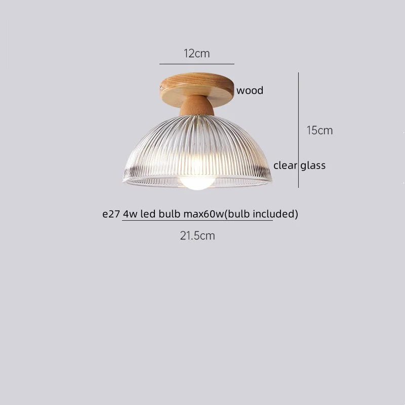 Axyaa Modern Wood Glass LED Ceiling Light for Kitchen Living Room Decor