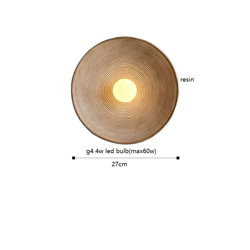 Axyaa Round Resin LED Wall Sconce Light Japanese Style Wandlamp