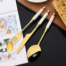 Axyaa White Gold Cutlery Set - 30Pcs Stainless Steel Tableware Dinnerware Flatware