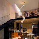 Axyaa Modern Crystal Chandelier Ring LED Light - Chrome Luxury Staircase Lobby Lamp