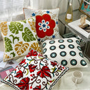 Axyaa Ethnic Floral Embroidered Pillowcase - Cotton Throw Cushion Cover