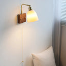 Axyaa Vintage Brass Ceramic LED Wall Lamp with Pull Chain Switch
