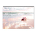 Axyaa Pink Beach Wave Surf Girl Canvas Painting Nordic Art Print