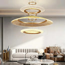 Axyaa Luxury LED Chandelier: Modern Villa Pendant Lighting with Artistic Ring Design
