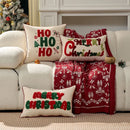 Axyaa Embroidered Holiday HoHo Pillow - Red Snowflake & Ginger Cake Design