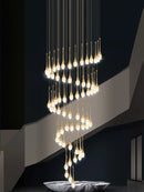Axyaa Luxury Crystal LED Chandelier, Gold Pendant Light for Staircase and Lobby