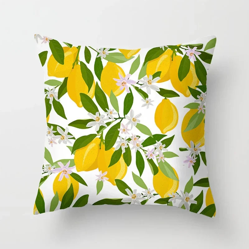 Lemon Pattern Summer Cushion Cover Throw Pillow for Sofa Decoration by Axyaa