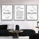 Axyaa Bismillah Ayat Al Kursi Quran Black White Marble Wall Art Canvas Print
