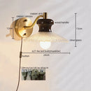 Axyaa Vintage Copper Arm LED Wall Light with Wood Handle for Living Room Bedroom