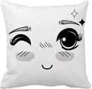 Axyaa Manga Anime Cute Expression Woman Face Pillow Cover 45x45cm Home Decor