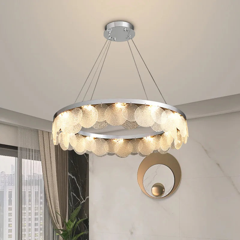 Axyaa Chrome Steel Ceiling Chandelier Modern LED Ceiling Lights