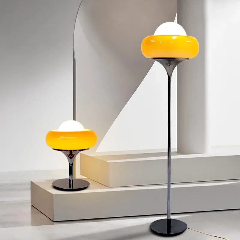 Axyaa Retro Orange Glass Lamp with Egg Tart Orange Lampshade