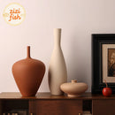 Brushed Ceramic Vase Set by Axyaa - Minimalist Table Decor & Room Aesthetics